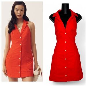 Anthropologie Maeve Amelia Cherry Red Mini Dress NWT Size Large coastal coquette